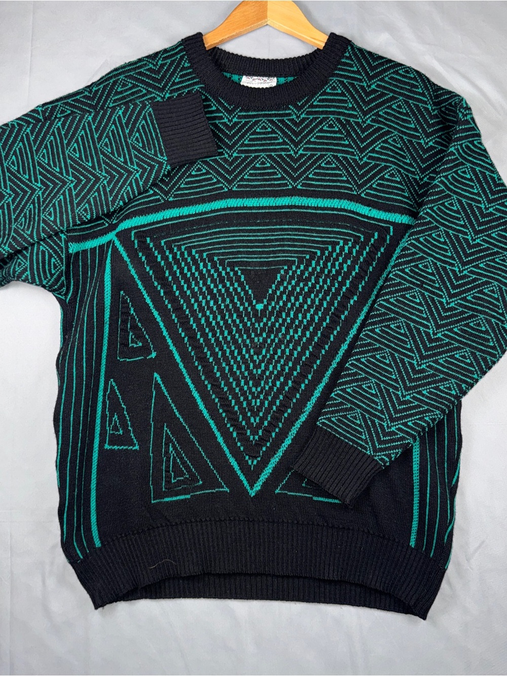 Kalaroo Sweater Mens Large Black Wool Geometric Knit Crewneck Pullover Australia